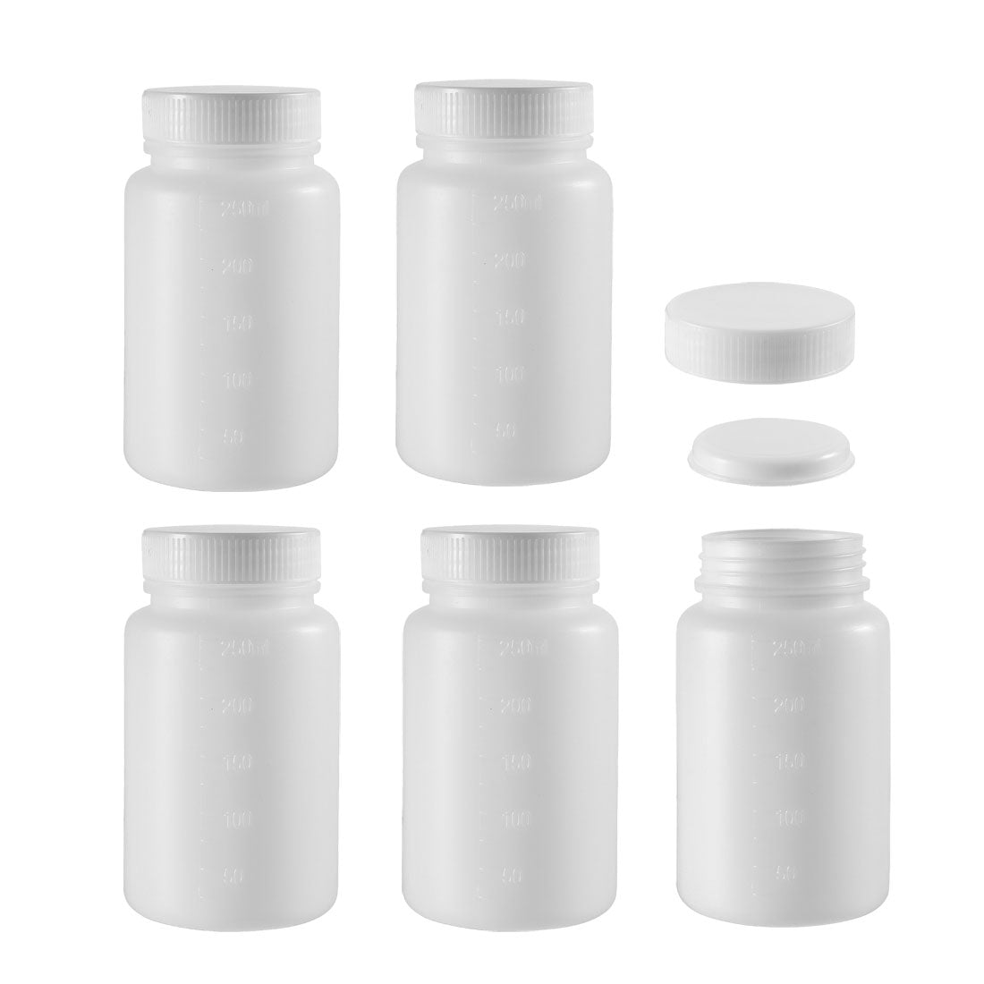 uxcell Uxcell Plastic Lab Chemical Reagent Bottle 250ml/8.5oz Wide Mouth Sample Sealing Liquid Storage Container 5pcs
