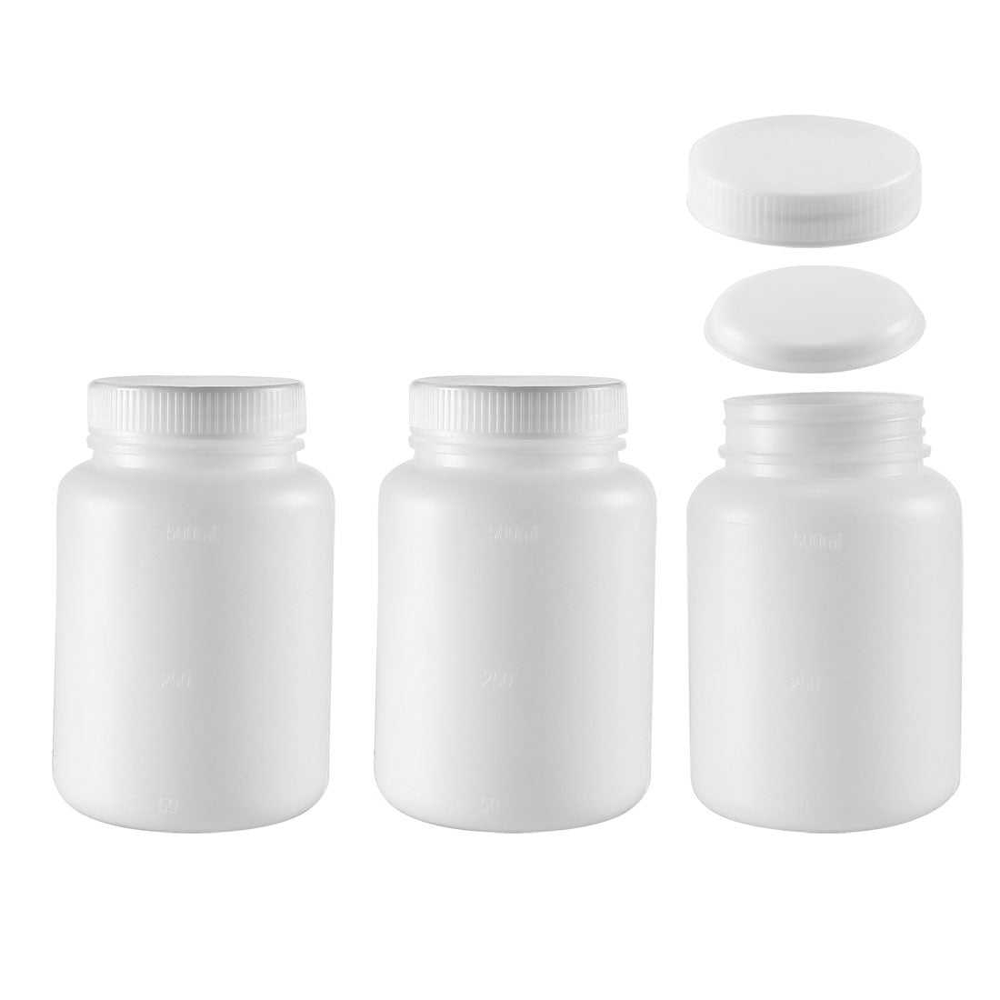 uxcell Uxcell Plastic Lab Chemical Reagent Bottle 500ml/16.9oz Wide Mouth Sample Sealing Liquid Storage Container 3pcs