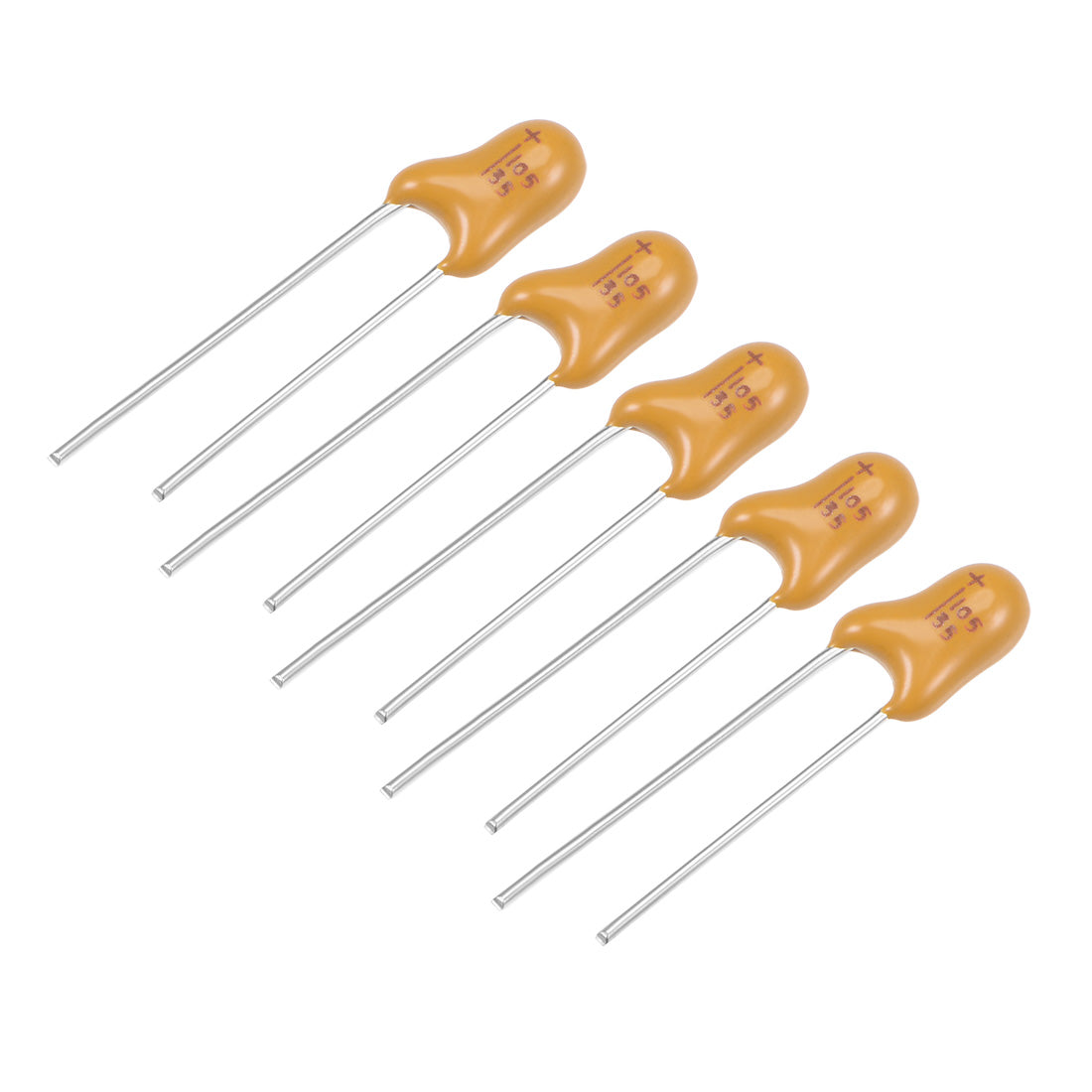 uxcell Uxcell 1uF Tantalum Capacitor, 35V 2 Pin Yellow Radial Electrolytic Capacitor Dipped Tantalum Bead Capacitors 5pcs