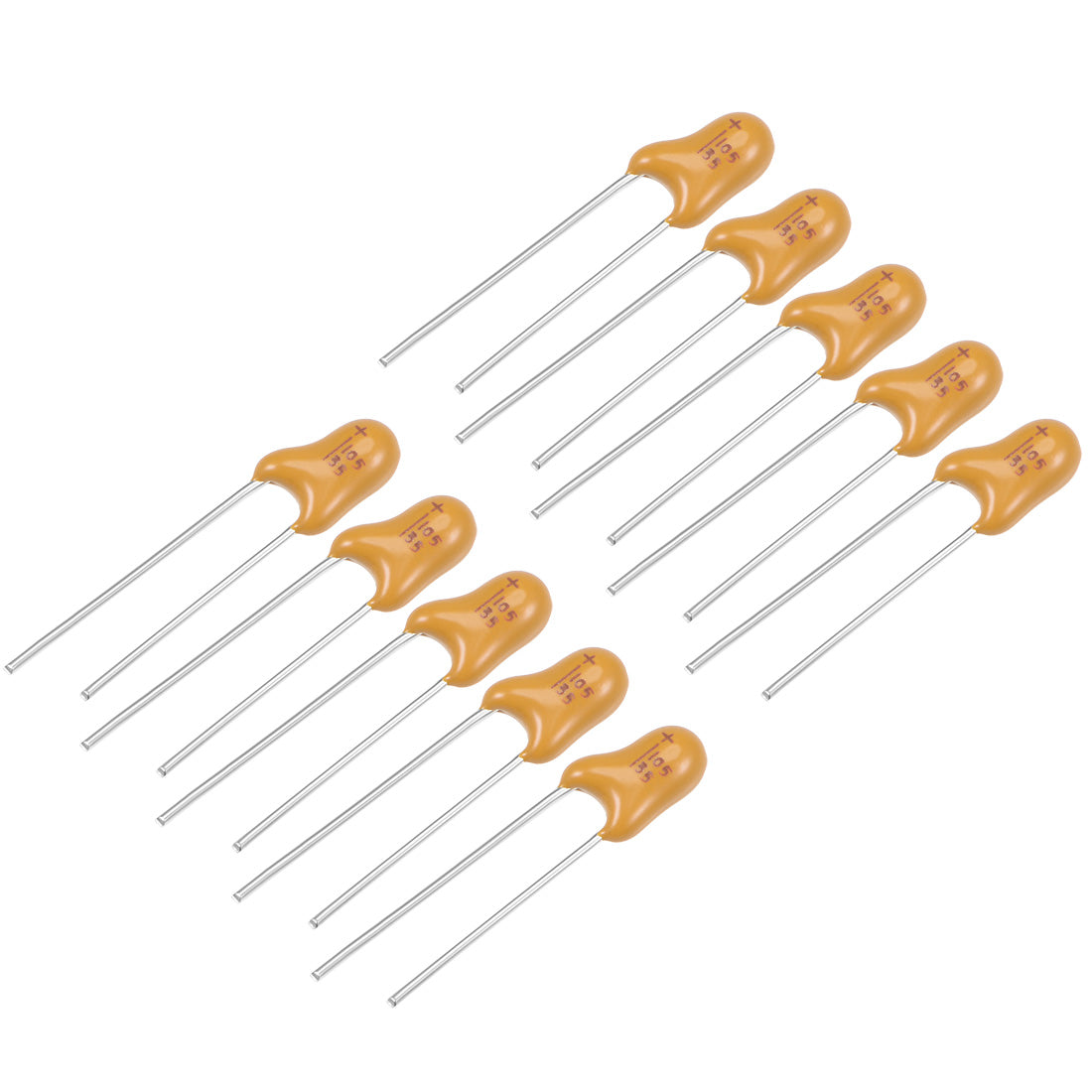 uxcell Uxcell 1uF Tantalum Capacitor, 35V 2 Pin Yellow Radial Electrolytic Capacitor Dipped Tantalum Bead Capacitors 10pcs