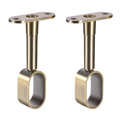 Harfington Uxcell Shower Curtain Rods Wardrobe Pipe Lever Wall Mounted Support Bracket 2pcs Suitable for Rod 16x30mm, Adjustable 84-105mm Height (Bronze Tone)