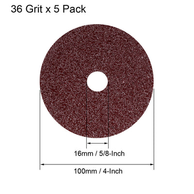 Harfington Uxcell 4-Inch x 5/8-Inch Aluminum Oxide Resin Fiber Discs, Center Hole 120 Grit Sanding Grinding Discs, 5 Pcs