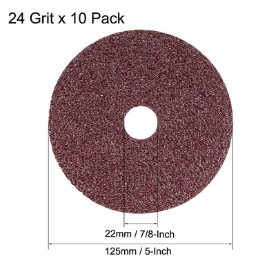 Harfington Uxcell 5-Inch x 7/8-Inch Aluminum Oxide Resin Fiber Discs, Center Hole 120 Grit Sanding Grinding Discs, 10 Pcs