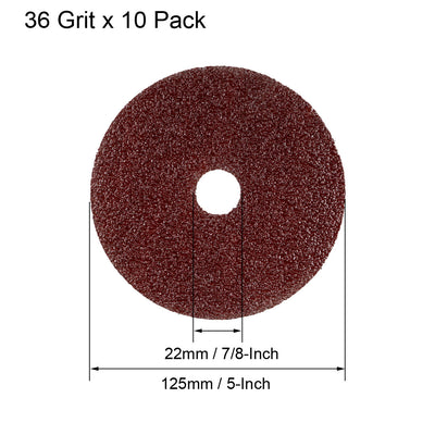 Harfington Uxcell 5-Inch x 7/8-Inch Aluminum Oxide Resin Fiber Discs, Center Hole 120 Grit Sanding Grinding Discs, 10 Pcs
