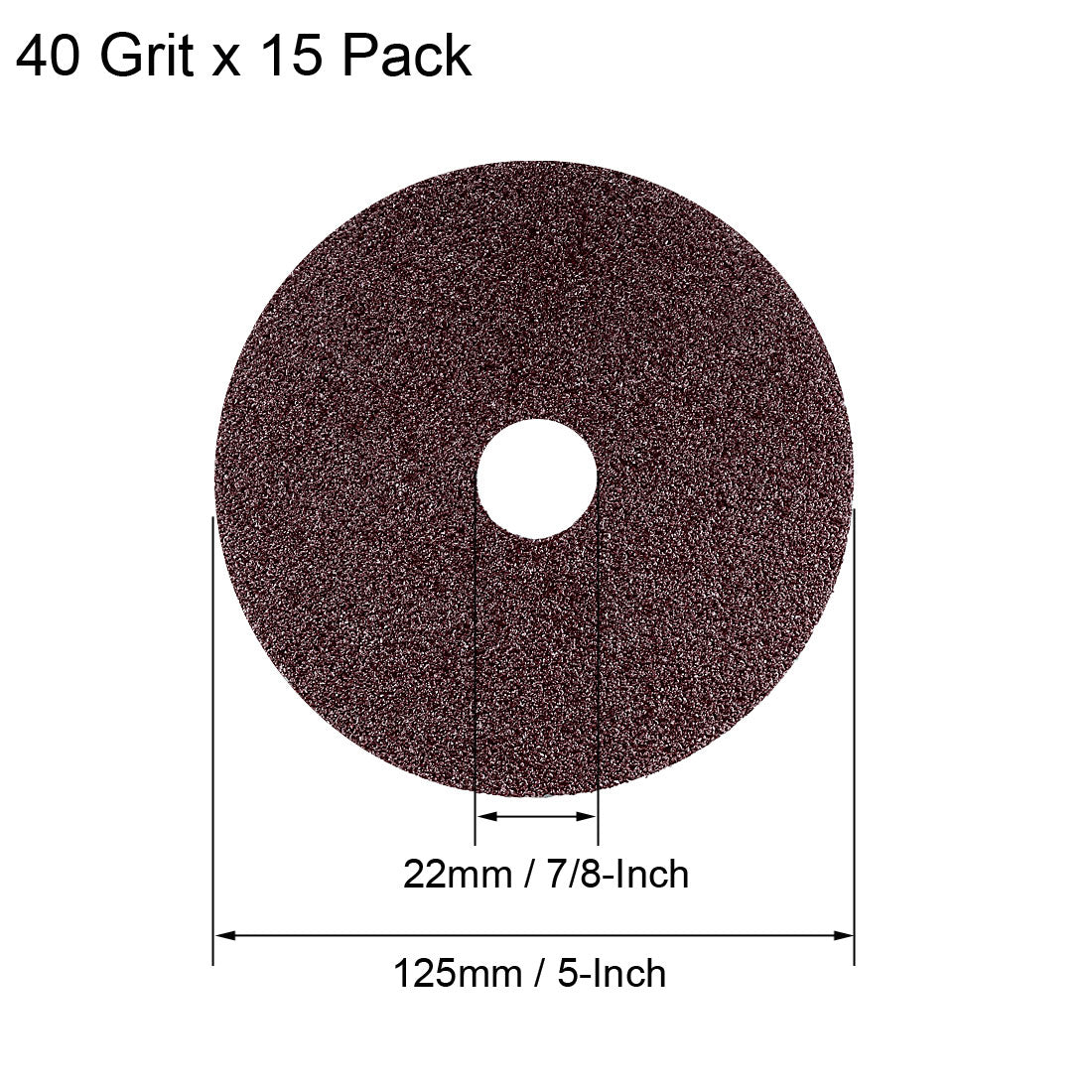 Uxcell Uxcell 5-Inch x 7/8-Inch Aluminum Oxide Resin Fiber Discs, Center Hole 60 Grit Sanding Grinding Discs, 15 Pcs