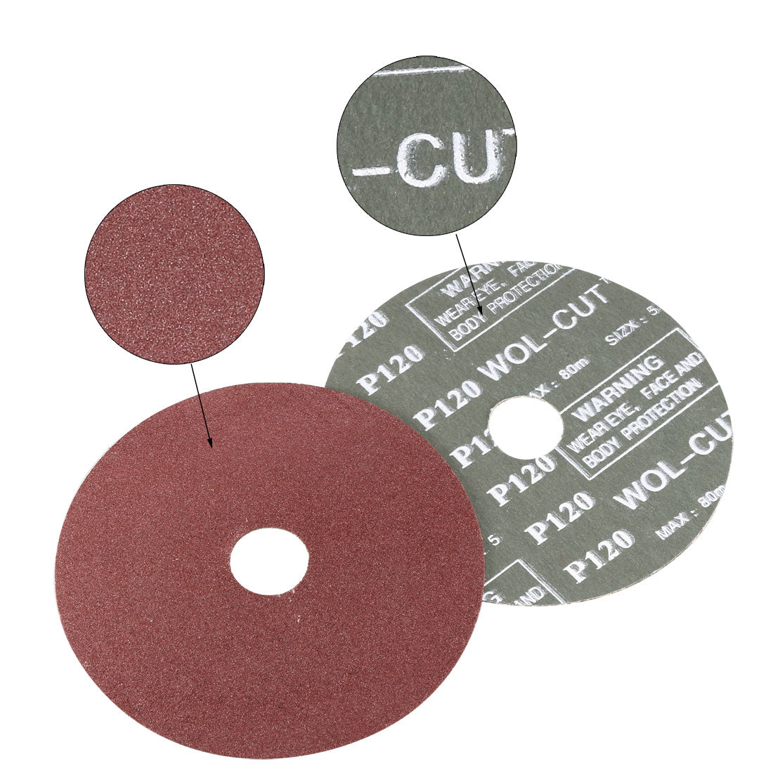 Uxcell Uxcell 5-Inch x 7/8-Inch Aluminum Oxide Resin Fiber Discs, Center Hole 120 Grit Sanding Grinding Discs, 5 Pcs