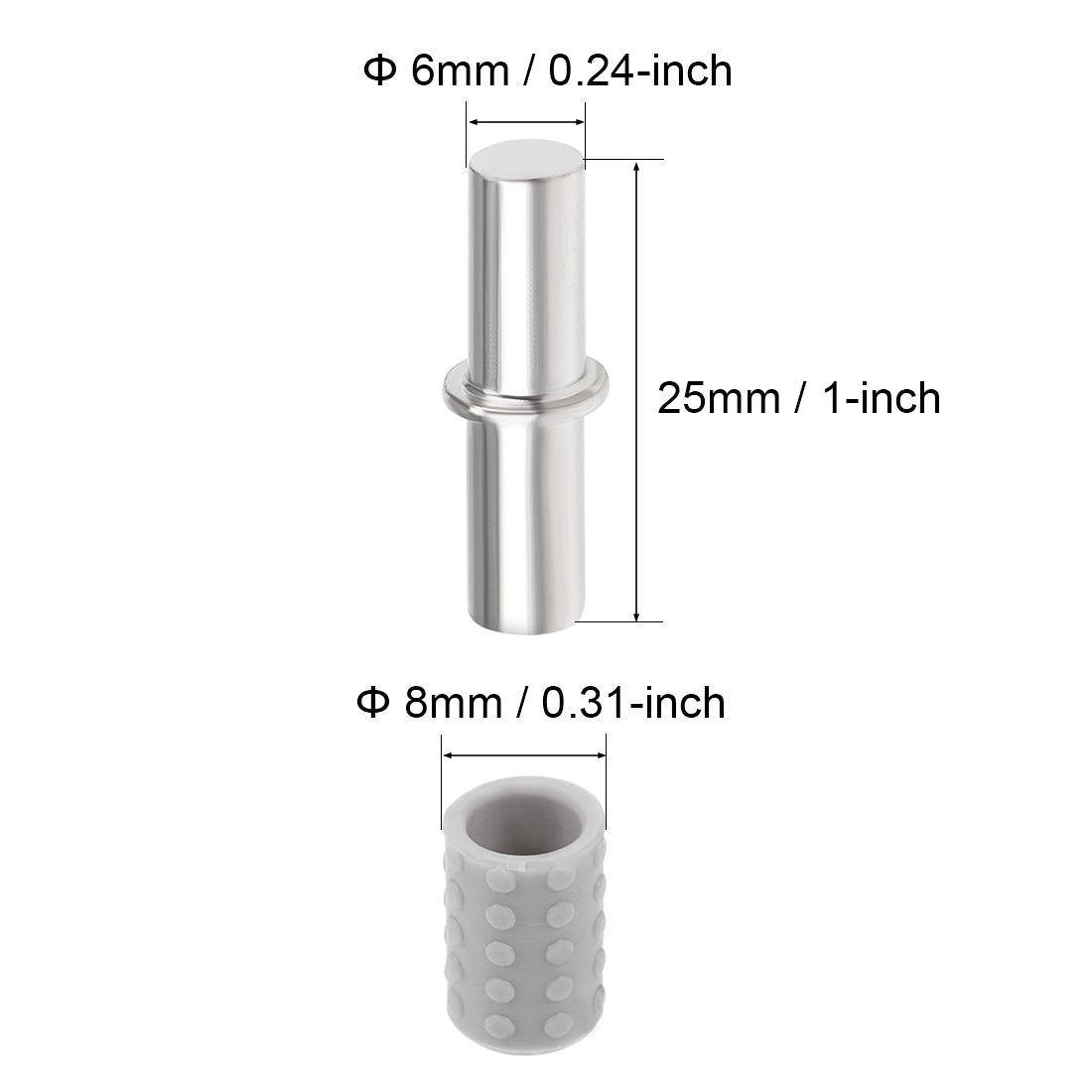 uxcell Uxcell Shelf Bracket Pegs 6x25mm Stainless Steel Shelf Holder Support Pins for Cabinet Bookcase 20 Pcs
