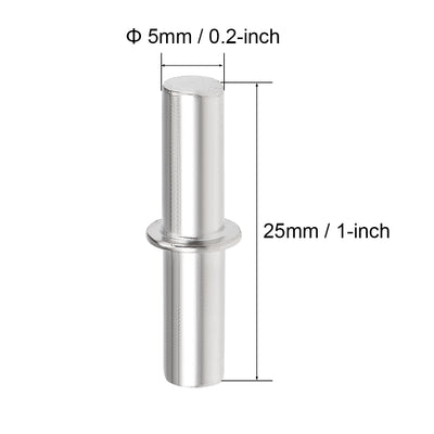 Harfington Uxcell Shelf Bracket Pegs 5x25mm Stainless Steel Cylindrical Shape Shelf Holder Support Pins for Cabinet Bookcase 20 Pcs