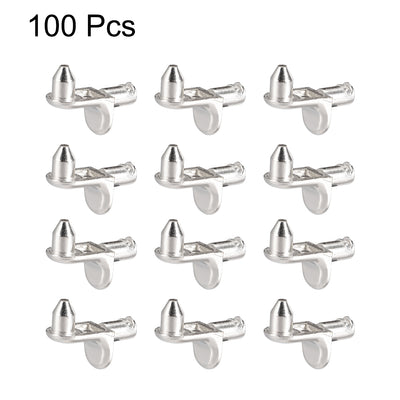 Harfington Uxcell Shelf Support Peg,5mm L-Shaped Support, Furniture Cabinet Shelf,Bracket Pegs with Pin,for Kitchen Furniture Book Shelves Supplies,Silver Tone 100pcs
