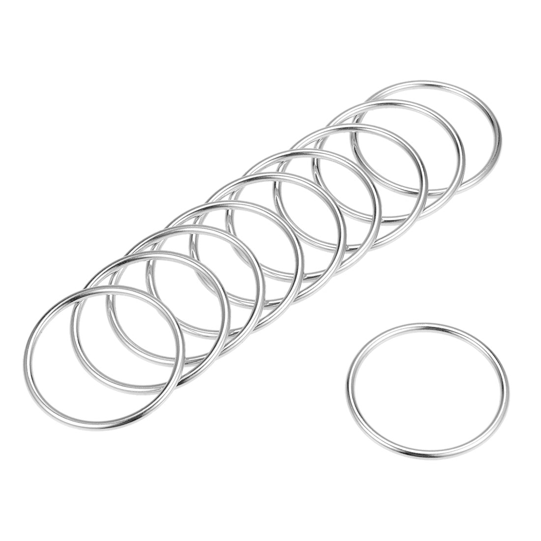 uxcell Uxcell O Ring Buckle 45mm(1.8") ID 3mm Thickness Zinc Alloy O-Rings for Hardware Bags Belts Craft DIY Accessories, Silver Tone 10pcs