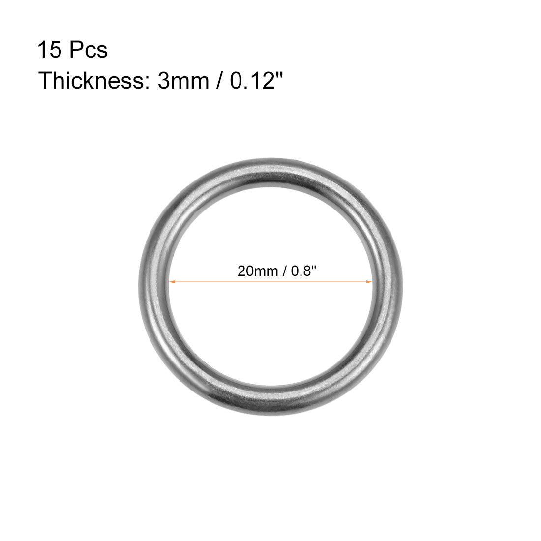uxcell Uxcell O Ring Buckle 20mm(0.8") ID 3mm Thickness Zinc Alloy O-Rings for Hardware Bags Belts Craft DIY Accessories, Black 15pcs
