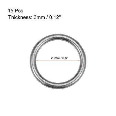 Harfington Uxcell O Ring Buckle 20mm(0.8") ID 3mm Thickness Zinc Alloy O-Rings for Hardware Bags Belts Craft DIY Accessories, Black 15pcs