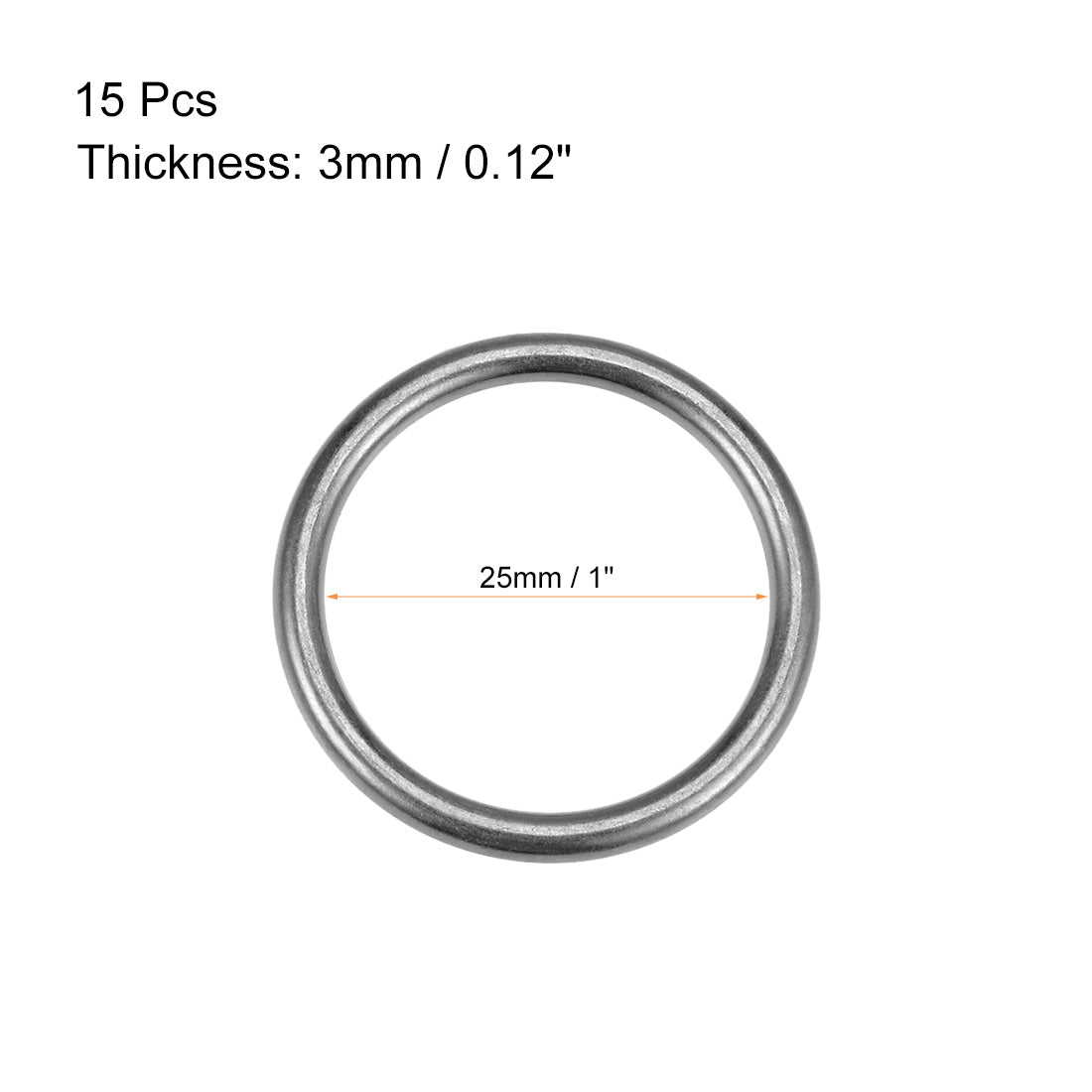 uxcell Uxcell O Ring Buckle 25mm(1") ID 3mm Thickness Zinc Alloy O-Rings for Hardware Bags Belts Craft DIY Accessories, Black 15pcs