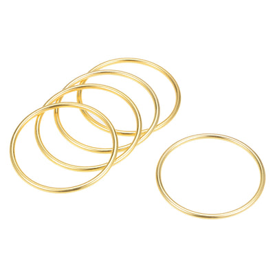 Harfington Uxcell O Ring Buckle 50mm(2") ID 3mm Thickness Zinc Alloy O-Rings for Hardware Bags Belts Craft DIY Accessories, Gold Tone 5pcs