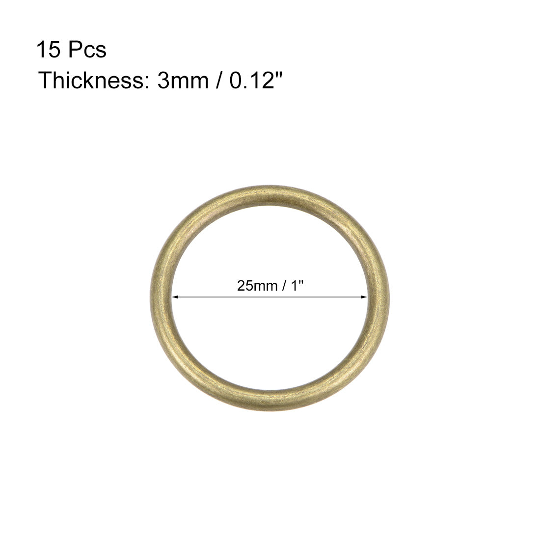 uxcell Uxcell O Ring Buckle 25mm(1") ID 3mm Thickness Zinc Alloy O-Rings for Hardware Bags Belts Craft DIY Accessories, Bronze Tone 15pcs