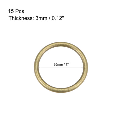Harfington Uxcell O Ring Buckle 25mm(1") ID 3mm Thickness Zinc Alloy O-Rings for Hardware Bags Belts Craft DIY Accessories, Bronze Tone 15pcs