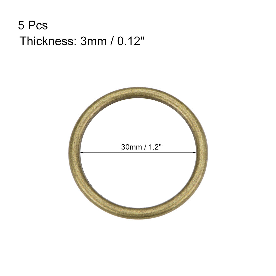uxcell Uxcell O Ring Buckle 30mm(1.2") ID 3mm Thickness Zinc Alloy O-Rings for Hardware Bags Belts Craft DIY Accessories, Bronze Tone 5pcs