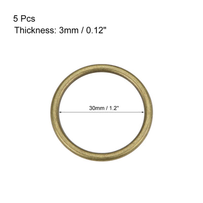 Harfington Uxcell O Ring Buckle 30mm(1.2") ID 3mm Thickness Zinc Alloy O-Rings for Hardware Bags Belts Craft DIY Accessories, Bronze Tone 5pcs