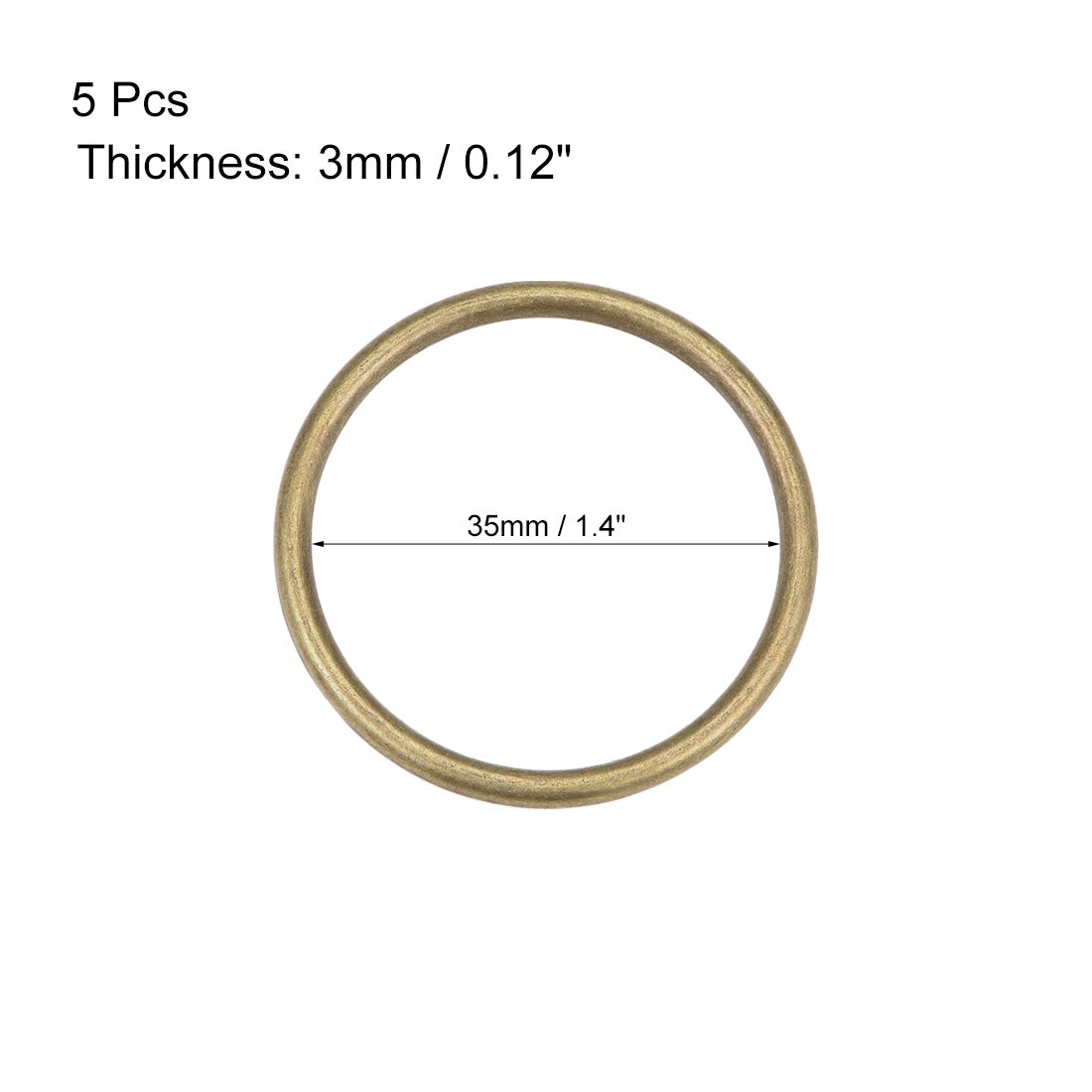 uxcell Uxcell O Ring Buckle 35mm(1.4") ID 3mm Thickness Zinc Alloy O-Rings for Hardware Bags Belts Craft DIY Accessories, Bronze Tone 5pcs