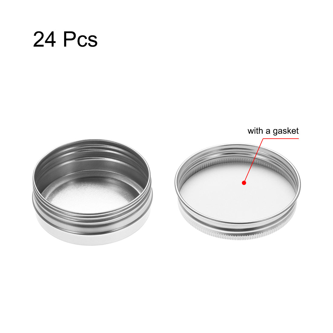 uxcell Uxcell 1.4 oz Round Aluminum Cans Tin Can Screw Top Metal Lid Containers 40ml, 24pcs