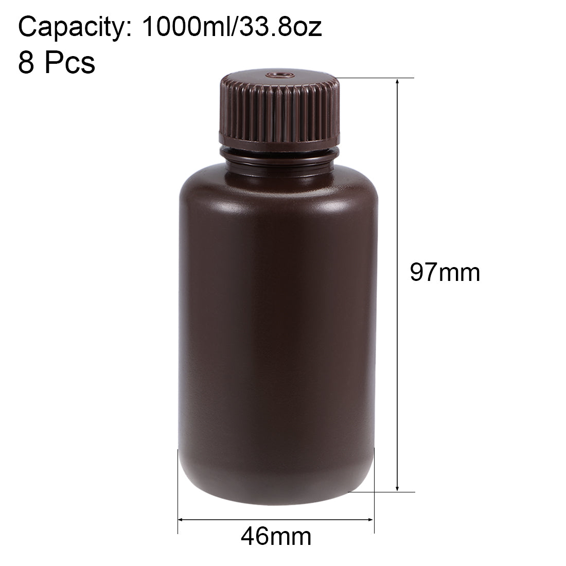 uxcell Uxcell Plastic Lab Chemical Reagent Bottle 100ml/3.4oz Small Mouth Sample Sealing Liquid Storage Container Brown 8pcs