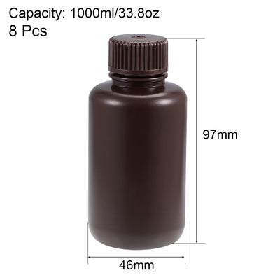 Harfington Uxcell Plastic Lab Chemical Reagent Bottle 100ml/3.4oz Small Mouth Sample Sealing Liquid Storage Container Brown 8pcs