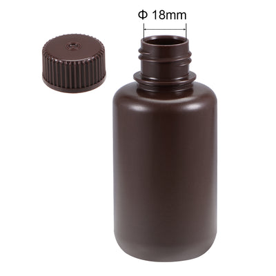 Harfington Uxcell Plastic Lab Chemical Reagent Bottle 100ml/3.4oz Small Mouth Sample Sealing Liquid Storage Container Brown 8pcs
