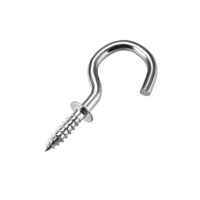 Harfington Uxcell 0.8" Screw Eye Hooks Self Tapping Screws Screw-in Hanger Eye-Shape Ring Hooks with Plate Silver 80pcs