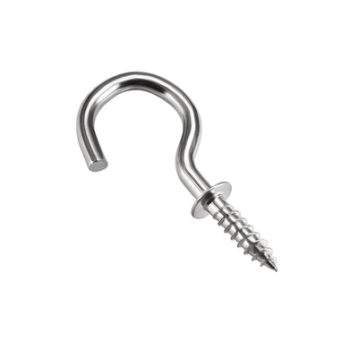 Harfington Uxcell 0.8" Screw Eye Hooks Self Tapping Screws Screw-in Hanger Eye-Shape Ring Hooks with Plate Silver 80pcs