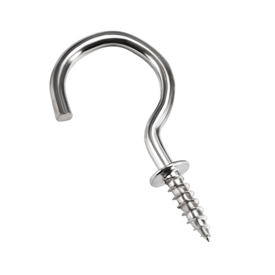 Harfington Uxcell 1.5" Screw Eye Hooks Self Tapping Screws Screw-in Hanger Eye-Shape Ring Hooks with Plate Silver 30pcs