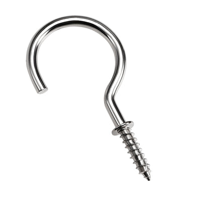 Harfington Uxcell 2.1" Screw Eye Hooks Self Tapping Screws Screw-in Hanger Eye-Shape Ring Hooks with Plate Silver 30pcs