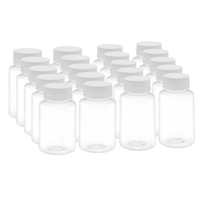 Harfington Uxcell 3.4 oz/100ml PET Plastic Lab Chemical Reagent Bottle Wide Mouth Liquid/ Solid Storage Container Clear Bottles w Tamper Evident Caps 20pcs