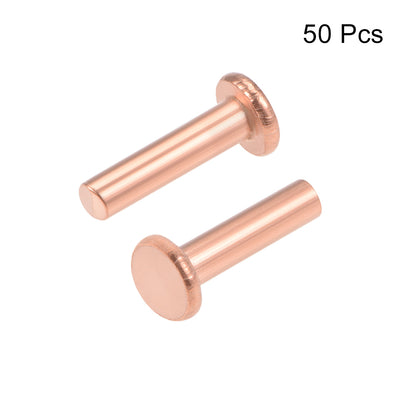 Harfington Uxcell 50 Pcs 5/32" x 5/8" Flat Head Copper Solid Rivets Fasteners