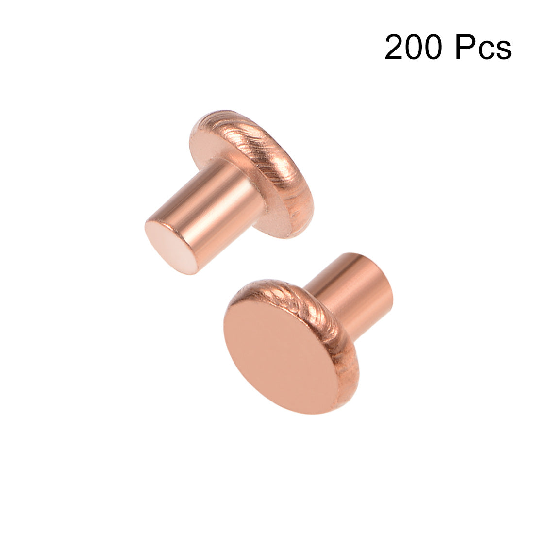 uxcell Uxcell 200 Pcs  3/32" x 1/8" Flat Head Copper Solid Rivets Fasteners