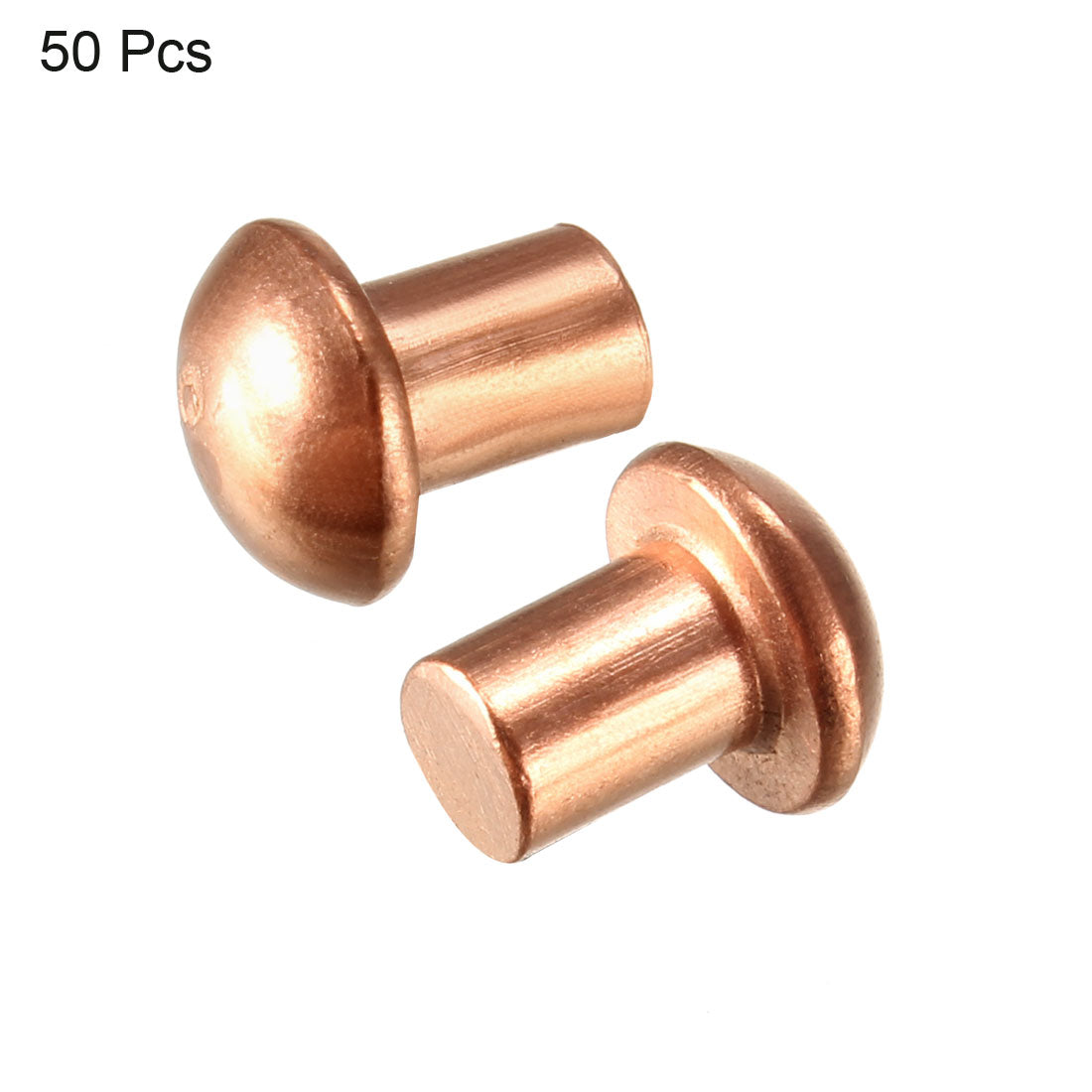 uxcell Uxcell 50 Pcs 5/32" x 13/64" Round Head Copper Solid Rivets Fasteners