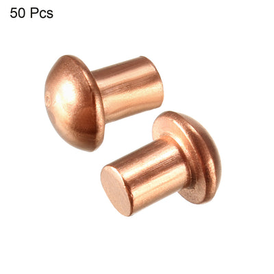 Harfington Uxcell 50 Pcs 5/32" x 13/64" Round Head Copper Solid Rivets Fasteners