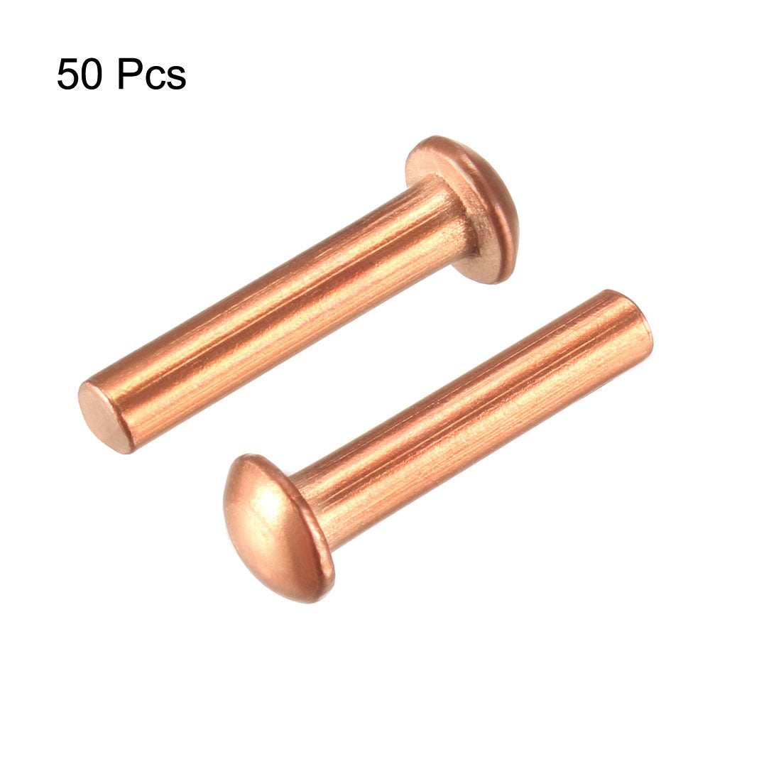 uxcell Uxcell 50Pcs 1/8" x 35/64" Round Head Copper Solid Rivets Fasteners