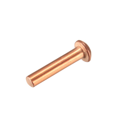 Harfington Uxcell 50Pcs 1/8" x 35/64" Round Head Copper Solid Rivets Fasteners