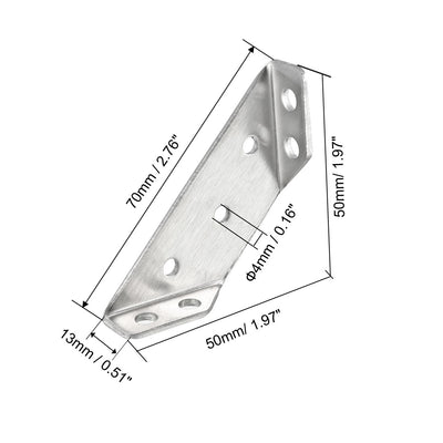 Harfington Uxcell Shelf Angle Bracket Joining Support Corner Brace, 50mm x 50mm,Stainless Steel Silver Tone, 10Pcs