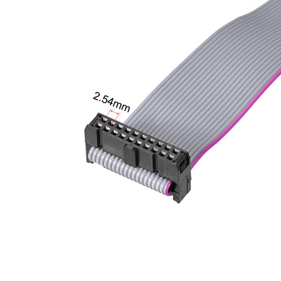 Harfington Uxcell IDC Wire Flat Ribbon Cable FC/FC Connector A-type 20 Pins 2.54mm Pitch 1m Length Gray