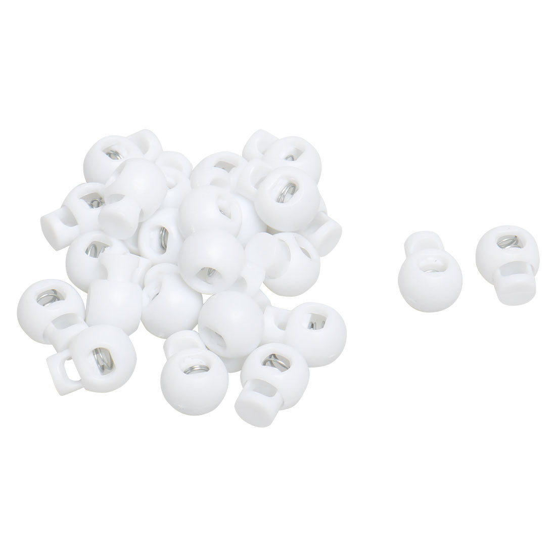 uxcell Uxcell 25pcs Plastic Cord Lock Stopper End Spring Fastener Organizer White