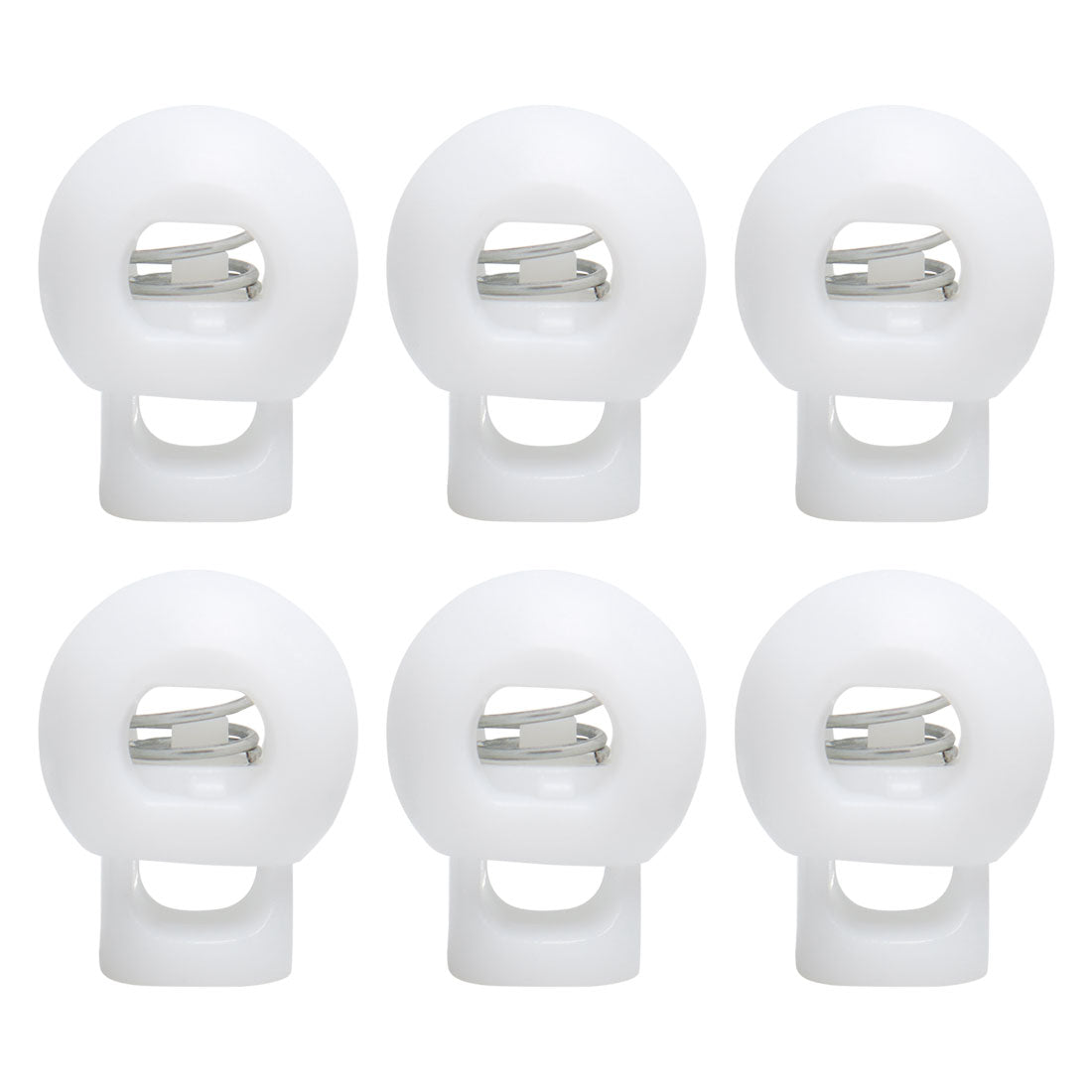 uxcell Uxcell 6pcs Plastic Cord Lock Stopper End Spring Fastener Organizers White