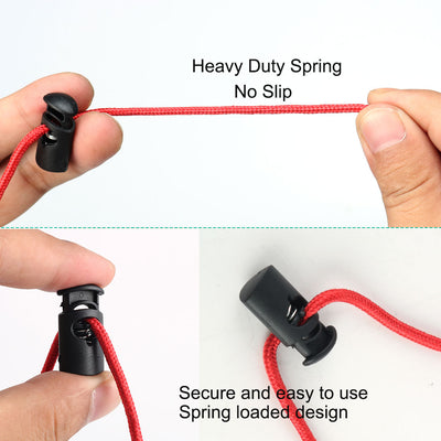 Harfington Uxcell 6pcs Plastic Cord Locks Stoppers Spring Toggle Fastener Slider Organizer Black
