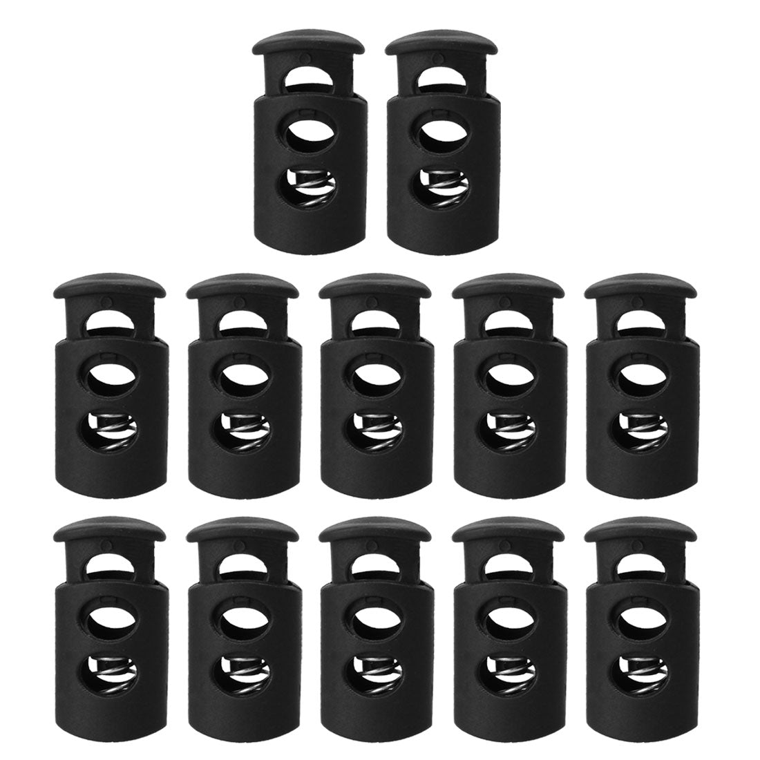 uxcell Uxcell 12 Pcs Black Cord Lock Stopper End Spring Toggle Fastener Slider Organizer