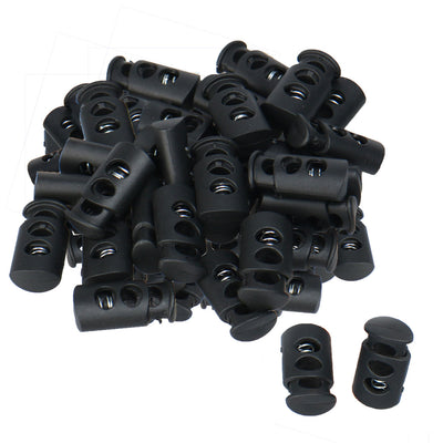 Harfington Uxcell 50 Pcs Spring Cord lock Cord End Fastener Double Holes Toggle Stoppers Sliders