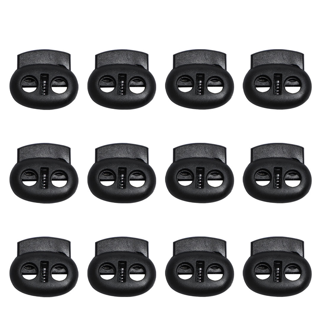 uxcell Uxcell 12 Pcs Plastic Cord Locks Double Hole Stopper Spring Toggle Fastener, Black #3