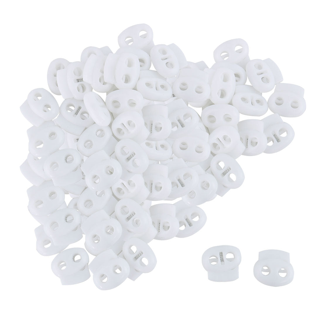uxcell Uxcell 50 Pcs Plastic Cord Locks Double Hole End Stopper Spring Toggle Fastener, White