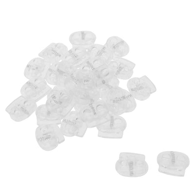 Harfington Uxcell 40pcs Plastic Spring Cord Locks Double Hole End Stop Rope Toggle Fastener Clear
