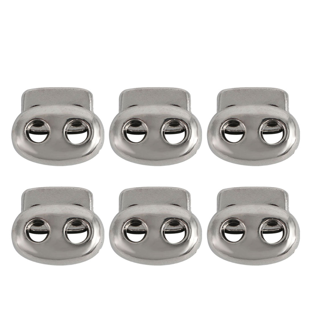 uxcell Uxcell 6 Pcs Plastic Cord Locks Double Hole End Spring Stopper Fastener, Silver Tone