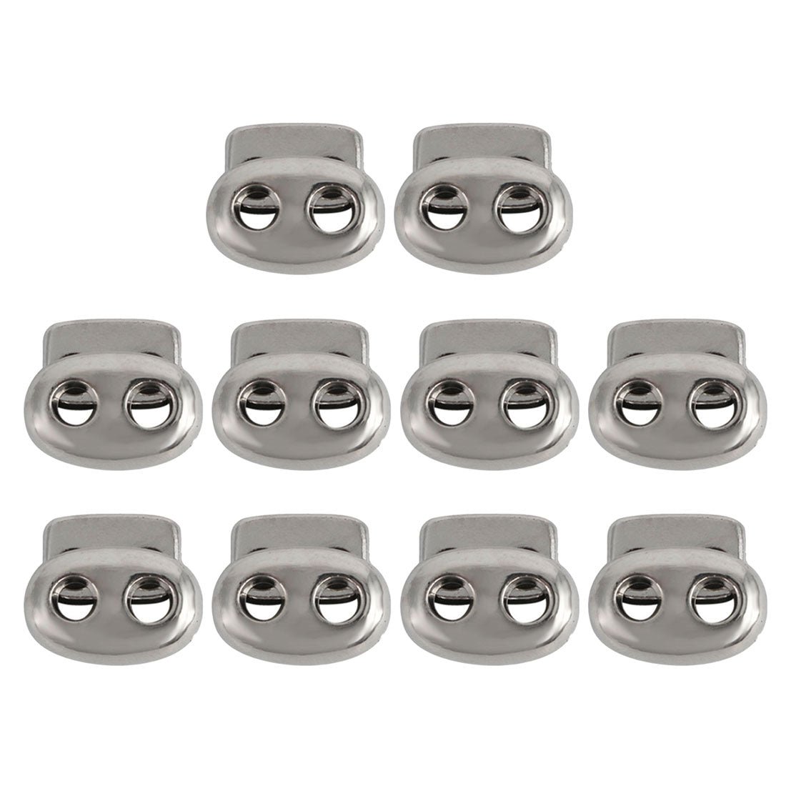 uxcell Uxcell 10pcs Plastic Spring Cord Locks Double Hole End Rope Fastener Slider Silver Tone